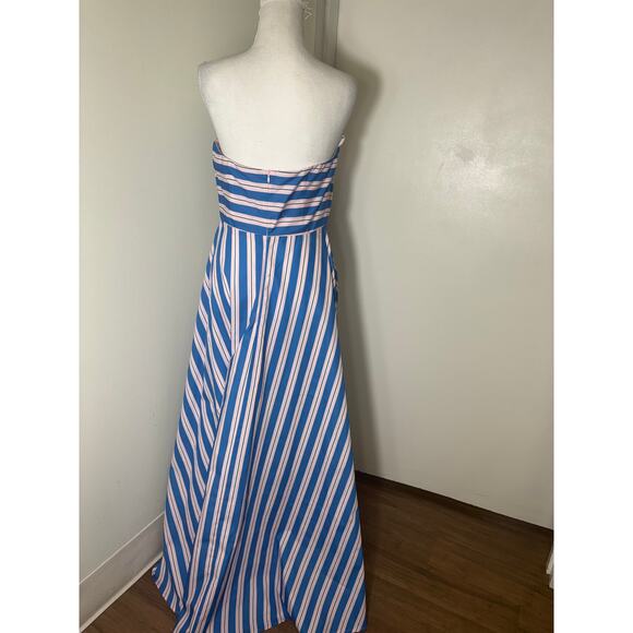 Aston Studio Blue and Pink Striped Strapless Maxi Dress Sz 6 - Picture 3 of 4